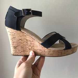 TOMS BLACK Strap Wedge (W9)